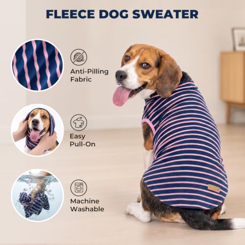 Dog Sweater Soft Fleece Warm Turtleneck Dog Sweaters for Small Dogs (Medium / Purple Stripes)