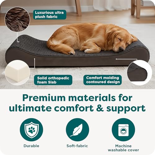 Ultra Plush & Suede Luxe Lounger Orthopedic Pet Bed (Jumbo Plus/XXL / Chocolate)