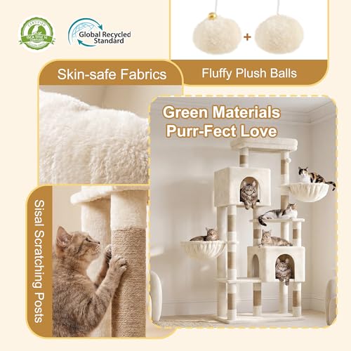 68.1" Cat Tree with Oversized Top Platform & Wide Base HCT059MJ (Beige / 68.1 inch)