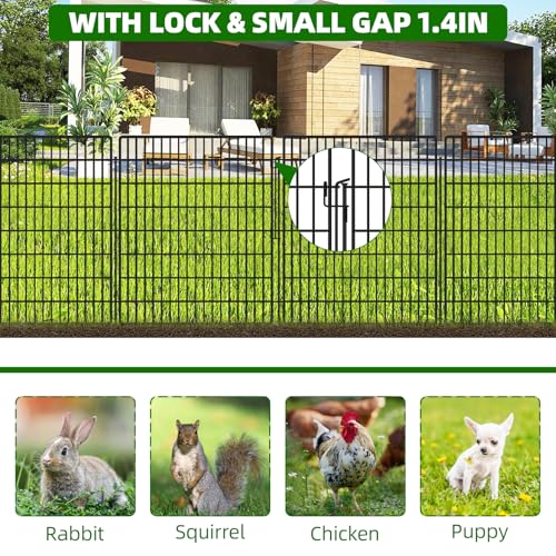 5 Panels Garden Fencing Animal Barrier with Lock (33in(H))