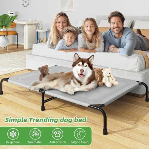 Raised Dog Bed for Extra Large Dogs (60.25"L x 37.25"W x 8"Th / Grey)