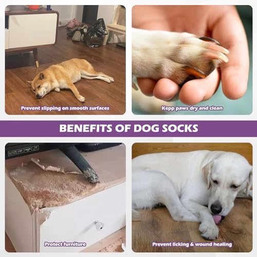 Anti Slip Dog Socks to Prevent Licking Paws for Hot Pavement (Sage gray / Medium)