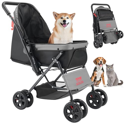 Pet Stroller 44 lbs Weight Capacity (4 wheels, For Pets up to 40 Pound)