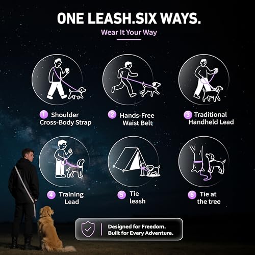 Hands Free Dog Leash (6–9.5 ft / Purple)