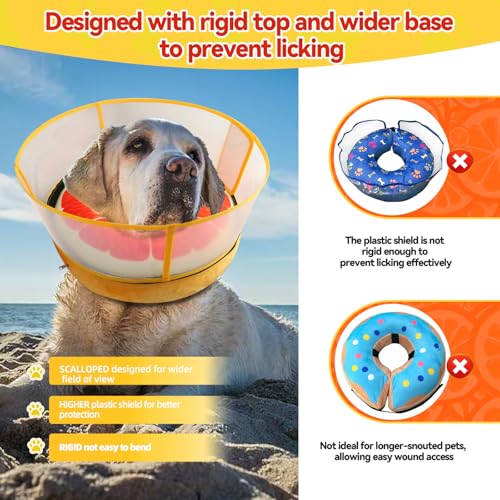 Upgraded Inflatable Dog Cone Collar to Stop Licking (L (Neck: 14-18") / Grapefruit)