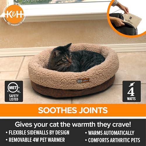 K&H Heated Cat Bed (Chocolate / 14 X 18 Inches / Cup Bomber)