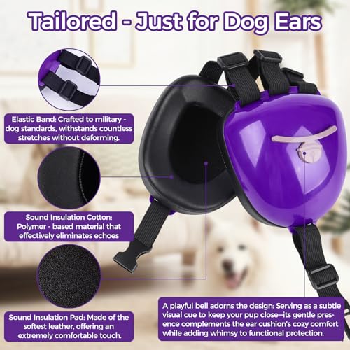 Dog Ear Muffs for Noise Protection (Purple / Large)