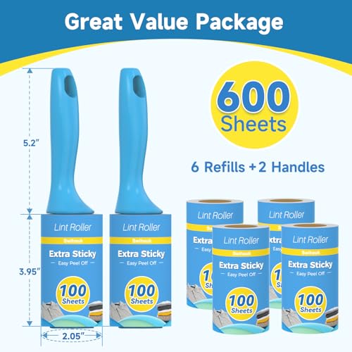 600 Sheets Extra Sticky Lint Rollers for Pet Hair (600 Sheets)