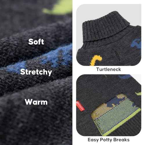 Dog Sweater for Small Dogs Turtleneck Thick Knit Pullover (Medium (7-11lbs) / Dinosaur)