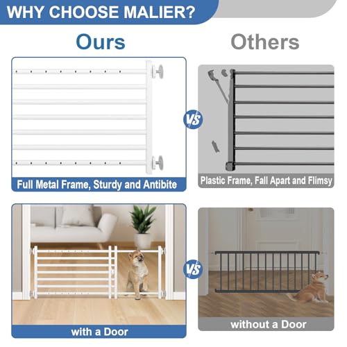 Indoor Dog Gate with Door (White / 24''H × 26''- 41''W)