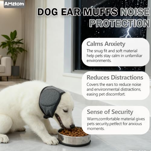 Dog Ear Covers for Grooming (Grey / L(Head Circle:20-24))