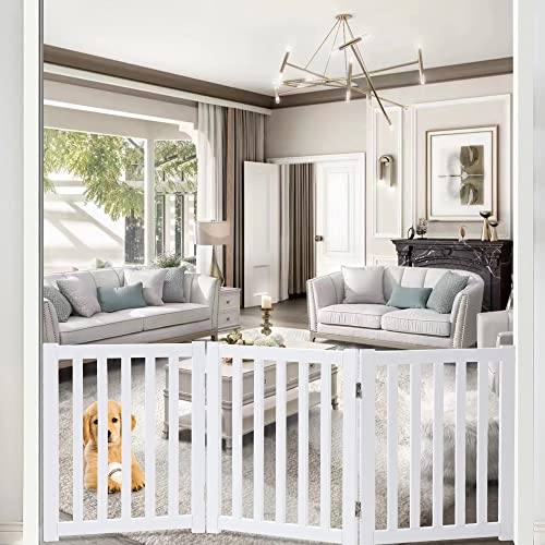 Wooden Free Standing Dog Gate 60" W x 24" H (White / 60"W x 24"H)