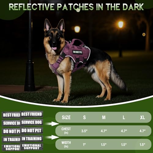 Tactical Molle Vest Mesh Dog Harness with 10 Removale Pet Patches (Small / Pink)