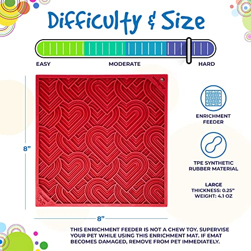 Love eMat Durable Lick Mat Feeder Made in USA from Non (Love Hearts Red / Large)