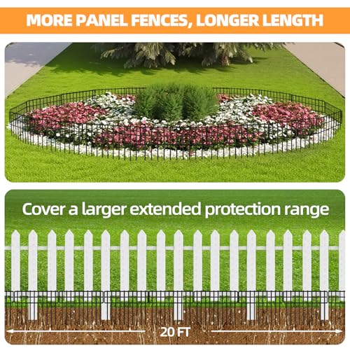 Garden Fence Animal Barrier (14 Panels-20ft(L)x13in(H) / Black)