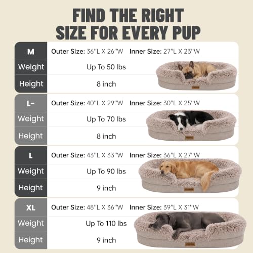 Fluffy Orthopedic Dog Beds Large Sized Dog (Beige / L-(40", UP to 70lbs))