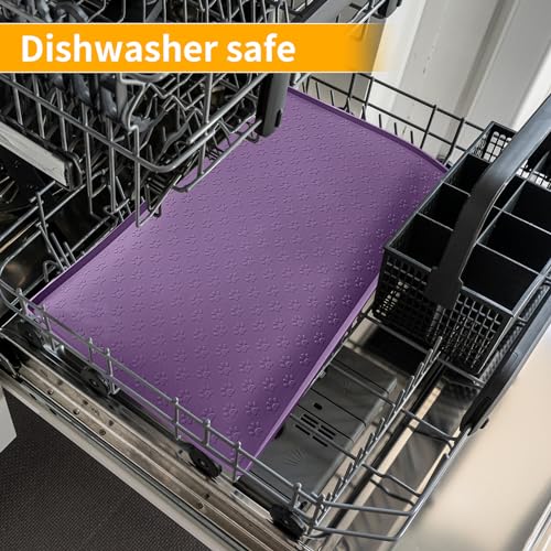 Dog Food Mat Anti (24.5"L x 16.5"W / Purple)