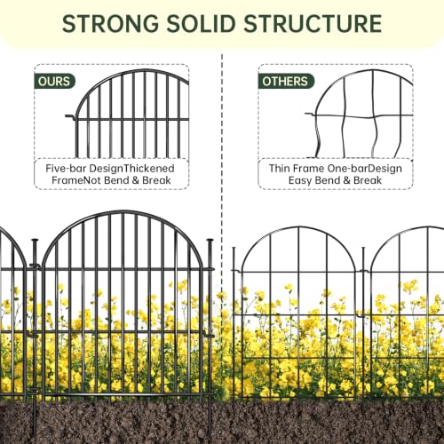 20 Panels No Dig Decorative Garden Fence (Black / 20 Panels, 40ft(L) x 24in(H))