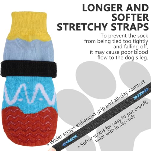 Anti Slip Dog Socks for Prevent Licking Paws & Hardwood Floor (Blue / X-Small(6 Pack))