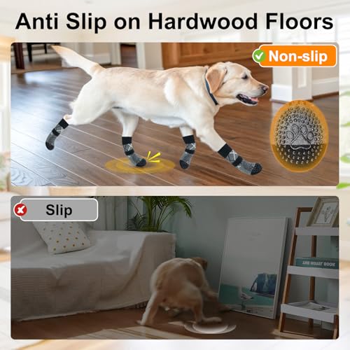 6PCS Dog Socks to Prevent Licking Paws for Hot (Grey / M(Pack of 6))