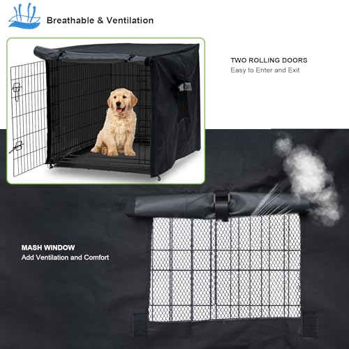 Dog Crate Cover 42in Pet Kennel Cover 42’’L*28’’W*30‘’H (Black / 42.0"L x 28.0"W x 30.0"H)