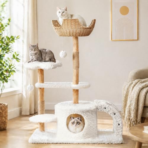 Modern Cat Tree (White / 45.6'')