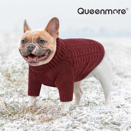 XL Dog Christmas Sweater Warm Soft Cable Knit Dog Sweater (X-Large / Burgundy)