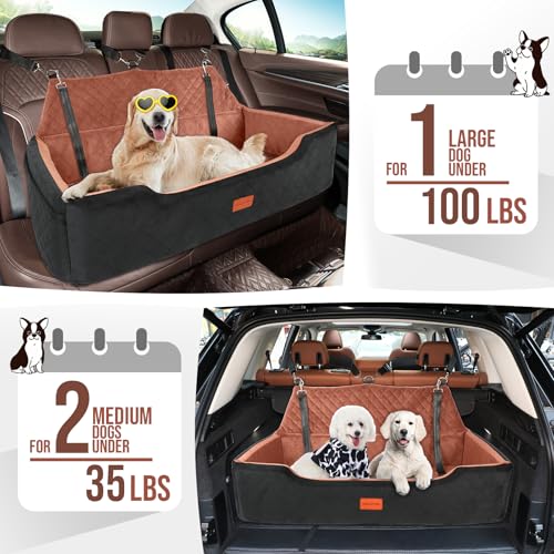 Large Dog Car Seat Under 100 lbs (Black/Brown)