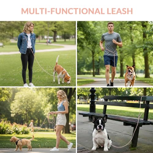 8.2ft Hands Free Dog Leash (Pink)