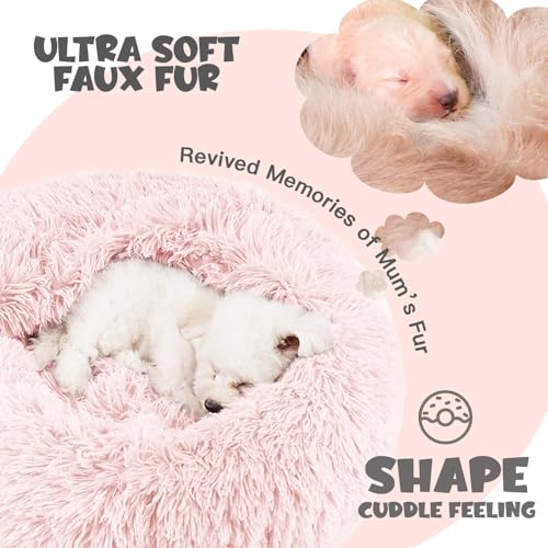 20in Covered Small Dog Bed with Blanket Attached Calming Burrow Pink (20.0"L x 20.0"W x 7.0"Th / Pink)