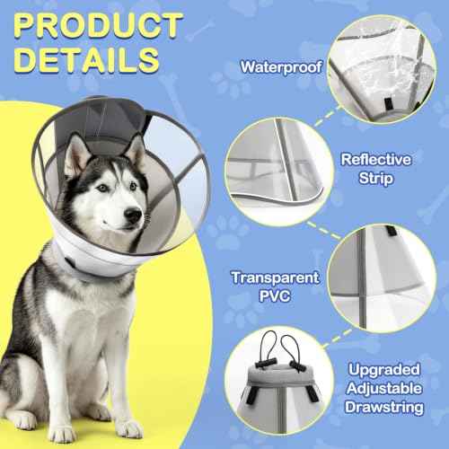 Dog Cone to Stop Licking (M (Neck: 13.4-15.2") / Grey)