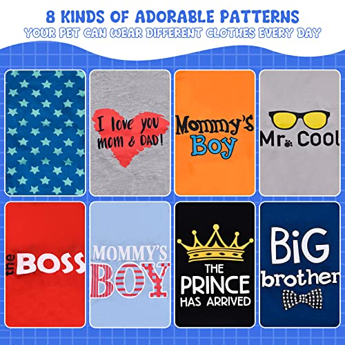 8 Pcs Pet Shirts for Small Dogs Cats (For cool boy / Medium)