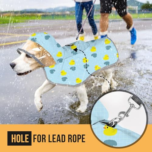 Dog Raincoat Waterproof Dog Rain Jacket with Clear Hooded (Duck Pattern / Large)