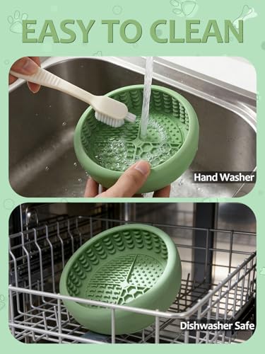Dog Lick Bowl with Brush and Scraper (Green / Small)