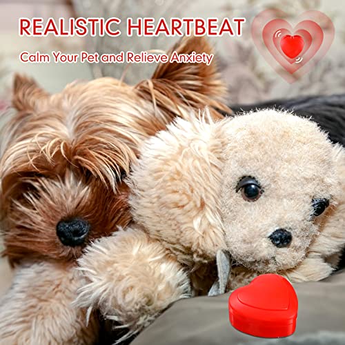 2 Pcs Heartbeat Replacement Soother Heartbeat Simulator Red Puppy Heartbeat for Puppy Sleep Aid Replacement Pulsing Heartbeat for Pets Cats Dog Anxiety Relief Sleep Aid Calming Plush Toys