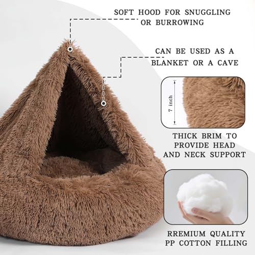 Calming Donut Dog Bed (Khaki / Medium 25.5''x25.5''x9'')