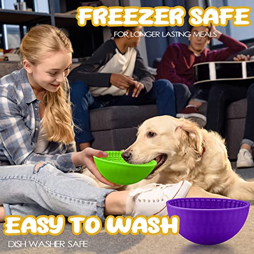 2 Pcs Dog Lick Bowl (Green, Purple)