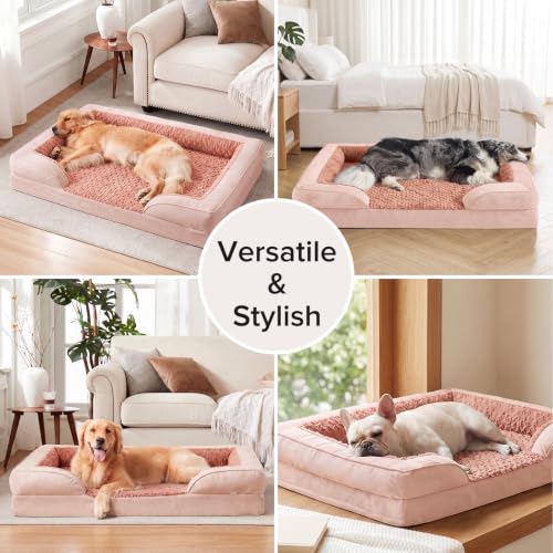 L Plus Orthopedic Dog Bed for Large Dogs (L- PLUS (38"x 28"x 7") / Pink)
