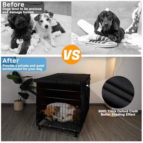 42 Inch Dog Crate Cover Thickened Windproof Kennel Cover (42.0"L x 28.0"W x 30.0"H / Black)