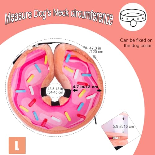 Inflatable Dog Cone Collar with Enhanced Anti (Large / Donut Pink2)