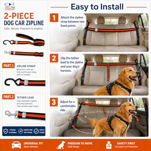 Dog Car Harness & Zipline System