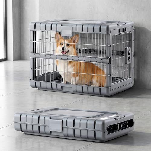 28" L Collapsible Dog Crate for Dogs (Gunmetal / 27.95 x 18.9 x 21.65 in)