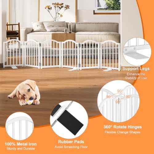 Short Dog Gate Indoor (White / 6 Panel-16''H, Up to 72''W)