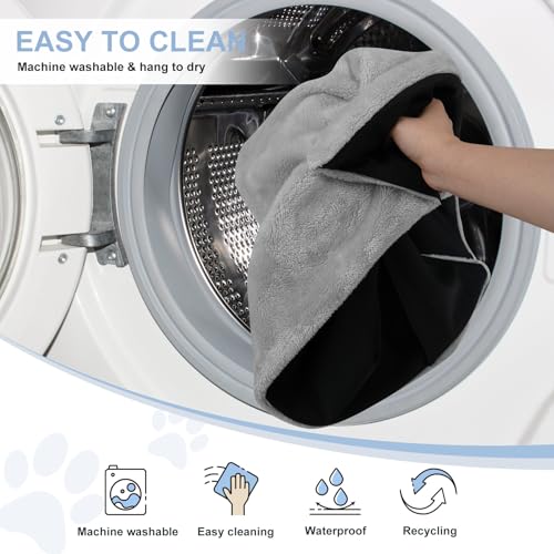 Dog Crate Pan Cover with Fluffy Top and Waterproof TPU Lining (Fits 36 inch Crate Pan / Gray)