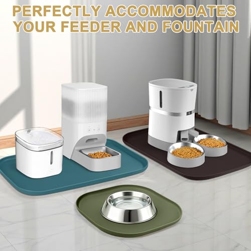 Waterproof Silicone Pet Food Mat with Raised Edge for Dog & Cat (Sakura Pink / 24"L x 16"W)