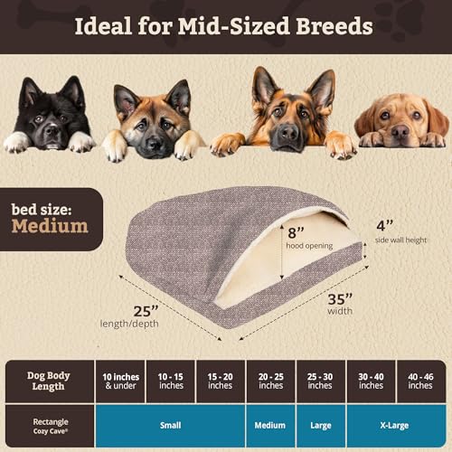 Rectangle Cozy Cave Dog Bed (Merlin Linen / Medium)