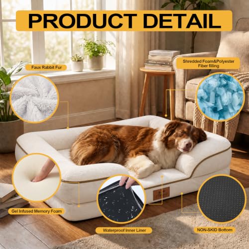 Orthopedic Extra Large Dog Bed (Beige / 44.0" L x 31.5" W x 7.5" Th)