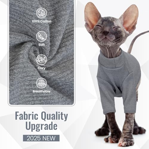 Sphynx Hairless Cats Shirt Pullover Kitten T (Large / Grey)