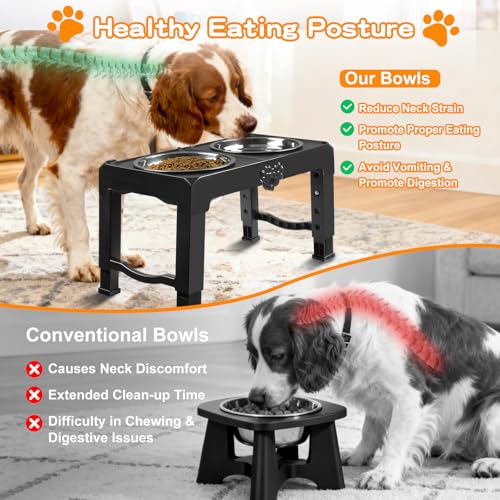 Elevated Dog Bowls (Black / 7.1" for Medium Dogs)