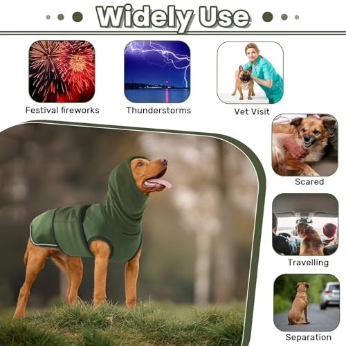 Dog Anxiety Vest with Hoodie (Large / Army Green)